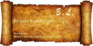 Brich Lukács névjegykártya